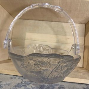 VTG Mikasa Holiday Bells Embossed Handled Basket Christmas